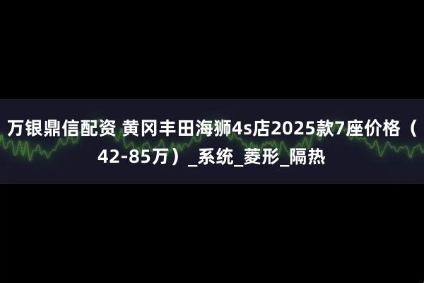 万银鼎信配资 黄冈丰田海狮4s店2025款7座价格（42-85万）_系统_菱形_隔热